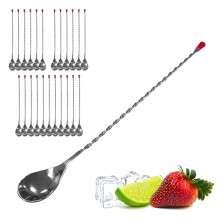 (Twist Cocktail Spoon Pack of 24) 12" Full Twist Cocktail  Spoon Stainless Steel