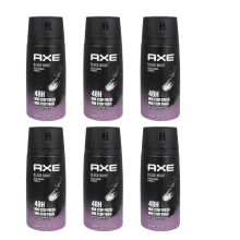 6 x 150ml Axe Black Night Deodorant Body Spray Black Carmel & Vanilla