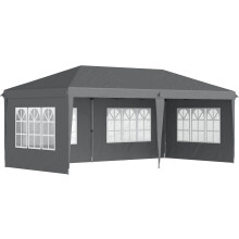 Outsunny 3 x 6m Garden Pop Up Gazebo, Height Adjustable Marquee Party Tent with Sidewalls, Storage Bag, Grey