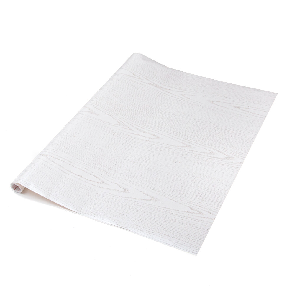 (90Cm, 1M) Pearlwood White Sticky Back Plastic Vinyl Wrap Film 5060578109272