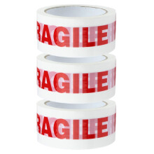 18 x Strong Sticky 50mm x 66m Printed 'FRAGILE' Packaging Tape