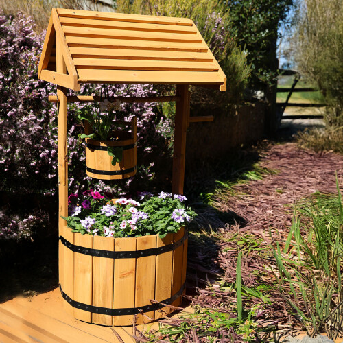 Actiasgear - Wooden Wishing Well Garden Planter