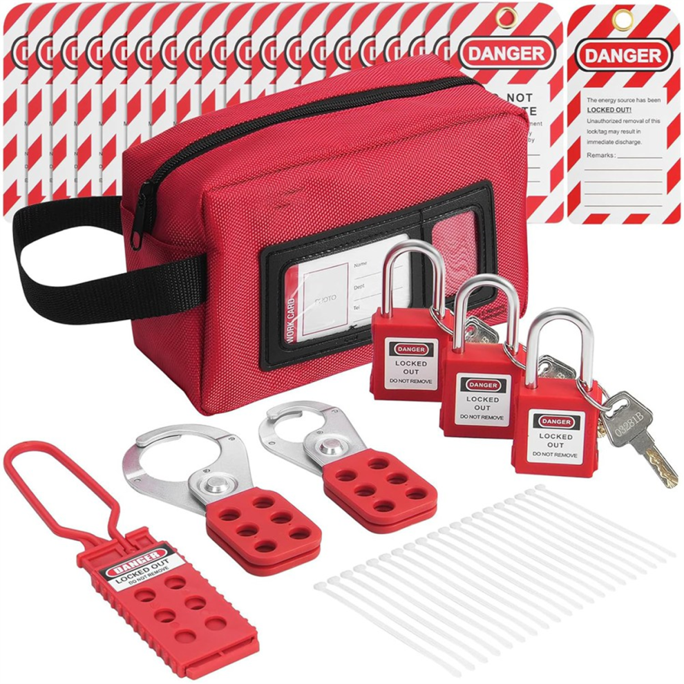 Electrical Lockout Tagout Kit, 26 PCS Safety Kit for Industrial, Electric Power, Machinery