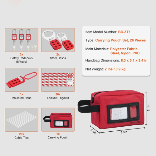 Electrical Lockout Tagout Kit, 26 PCS Safety Kit για βιομηχανική, ηλεκτρική ενέργεια, μηχανήματα 2
