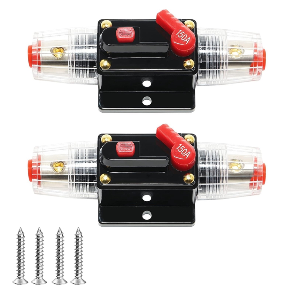 150A Audio Inline Circuit Breaker With Manual Reset 12-24V, 4-12 Awg 150 Amp Fuse For Car 4853931623383