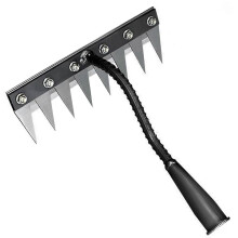 (8 Teeth)Iron Rake for Weeding Multifunctional Leveling Loosening-Soil Rake for Backyard Farm