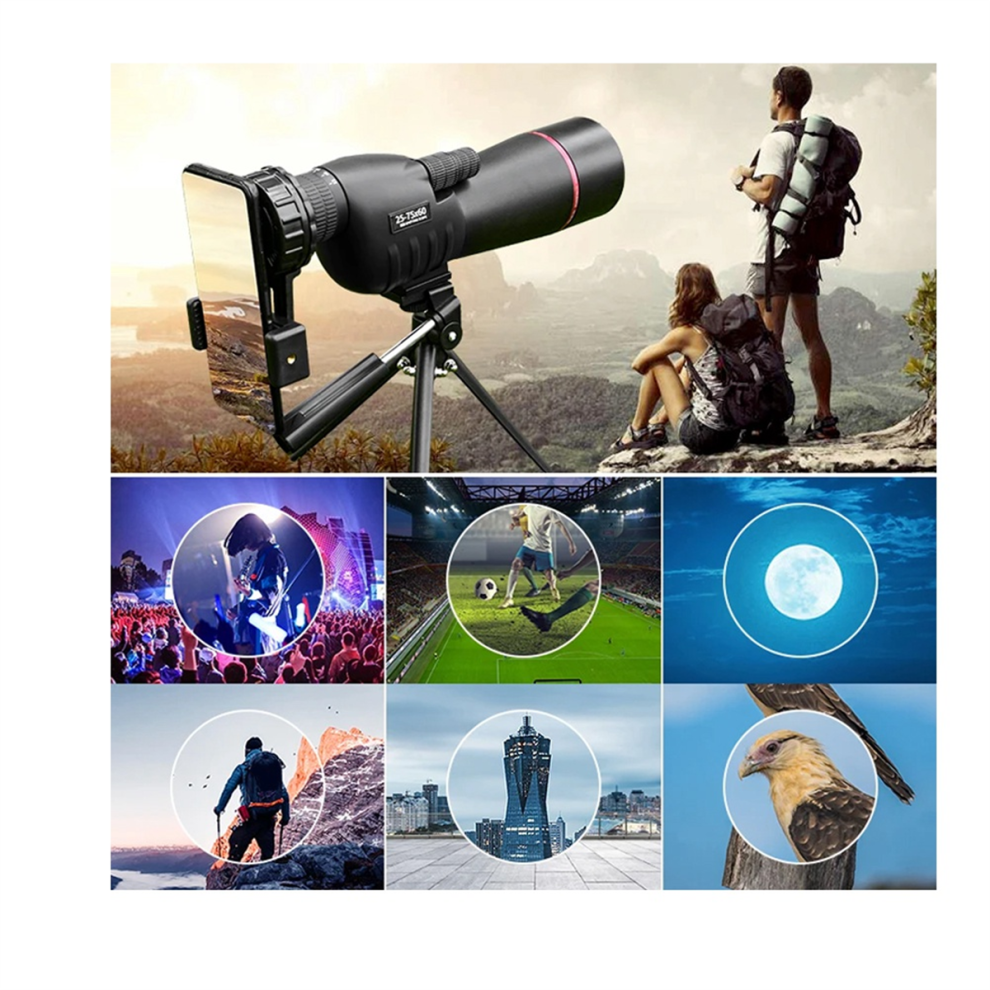 Zoom 25X-75X Spotting Scope Hd Monoculare Potente Telescopio Impermeabile A Lungo Raggio Con Treppiede Per Bird Watching Campeggio