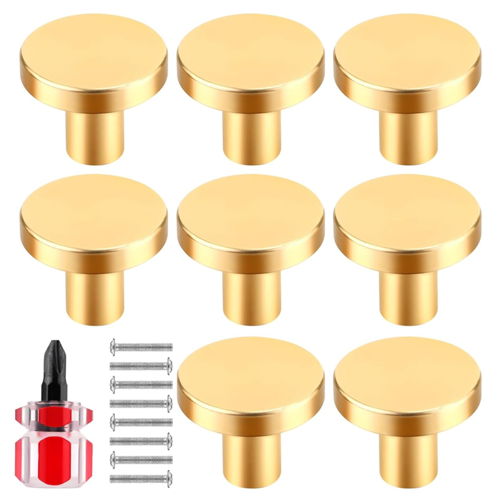 8Pcs Cabinet Knobs,Round Dresser Pull Knob Wardrobe Door Handle With 8 Screws Drawer Pulls Kitchen Gold 4852394669723