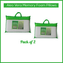 (Pack of 2) Aloe Vera Pillows Memory Foam Head Neck Back Body Support Pillow Pack 1 , 2 , 4.