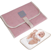 (Pink) Baby Changing Mat, Travel Changing Mat - Waterproof, Foldable Nappy Changing Mat for Baby - Ideal for Travel, Home, and On-The-Go Use