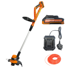 (C-GT | Grass Trimmer | Cordless) Cordless Grass Trimmer Edging Tool - Rotates and Tilts - Lightweight 1.5kg - Soft Grip Handle -Includes 20V Battery, Charger & Auto-Feed Line