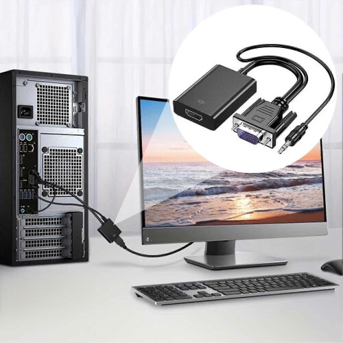 HDMI-compatible Adapter Cable VGA to HDMI-compatibe Converter Adapter for PC Laptops Display 1