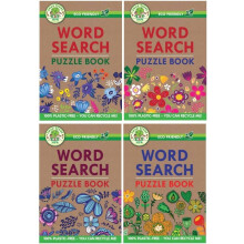 Set of 4 Recycled Word Search Puzzle Books for Adults- Plastic Free