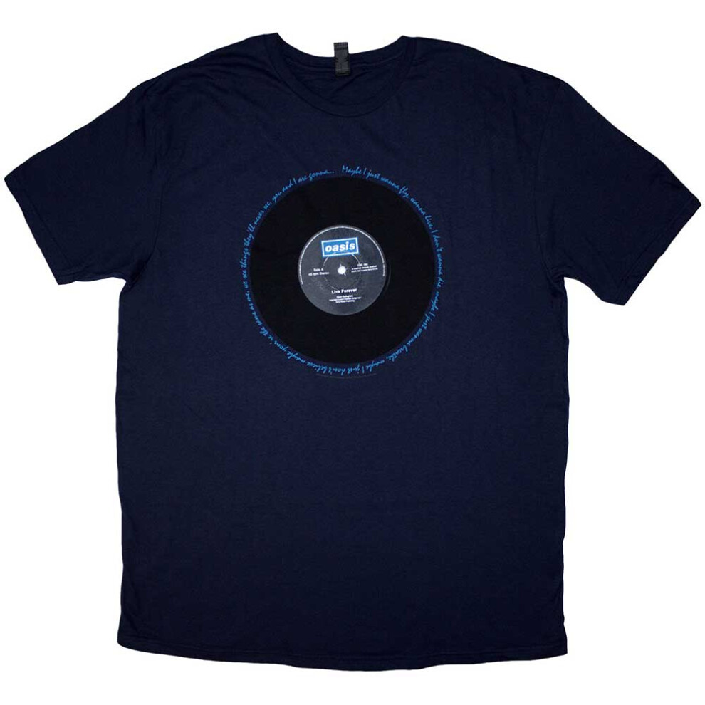 Oasis (Xxl, ) Live Forever Single T Shirt Blue
