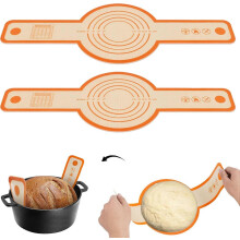 (1 Pcs Orange) Silicone Bread Sling for Dutch Oven,Non-Stick & Easy to Clean Bread Baking Mat Set, Reusable Bread Sling with Long Handle to Transfer Sourdough
