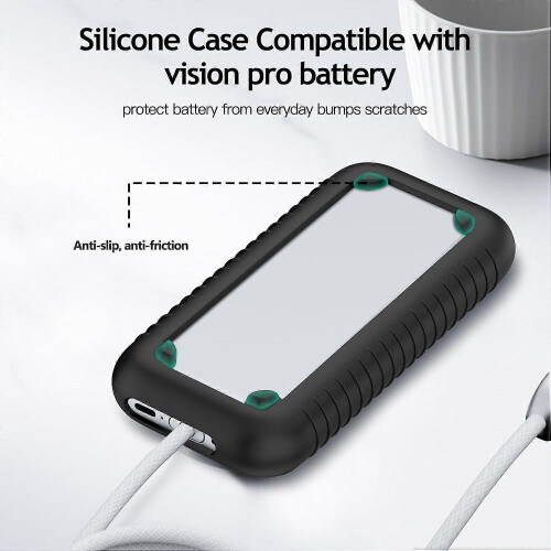 (Black) Silicon Protective Case for Vision Pro Battery,Anti-Scratch and Shock-Proof Protective Case for VR Vision Pro Battery Accessories 1