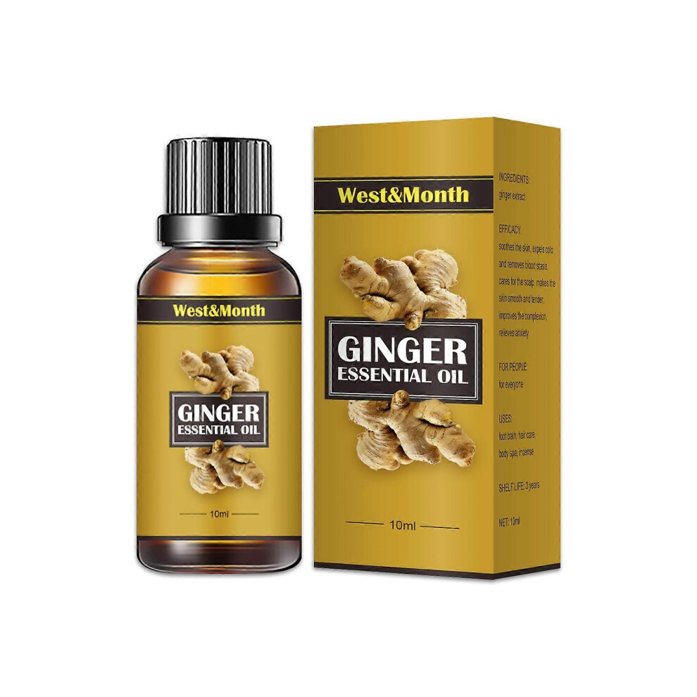 (2Pcs) Ginger Essential Oil Ginger Massage Oil, Fat Burning Essential Oil, Ginger Oil for Slimming, Belly Drainage Massage Oil