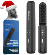 SCSYV Beard Straightening Heat Brush for Men: Cordless Beard and Hair Straightener Hot Comb, Mini & Anti-Scald & Auto Shut Off,Portable for Travel,Uni