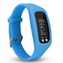 (Light Blue)Pedometer Watch with LCD Display Simple Operation Walking Fitness Tracker Wrist Band Digital Step Counter