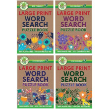 Set of 4 Large Print Recycled Word Search Puzzle Books for Adults