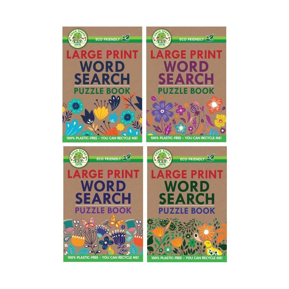 Set 4 x Large Print A5 Wordsearch Word Search Puzzle Books Brain Teaser Eco Book - Image 2