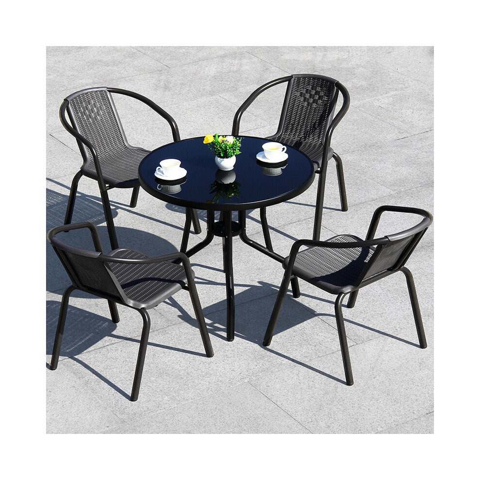(Set of 4) Garden Dining Chairs Rattan Bistro Chairs Outdoor Furniture