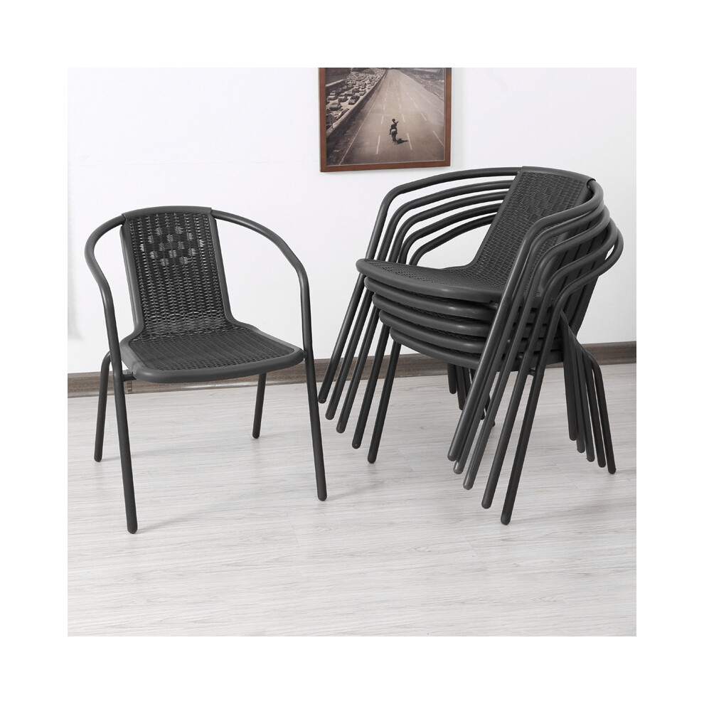 Living And Home (4 X Rattan Chair Only) Garden Outdoor Patio Chairs Table With Parasol Hole Black