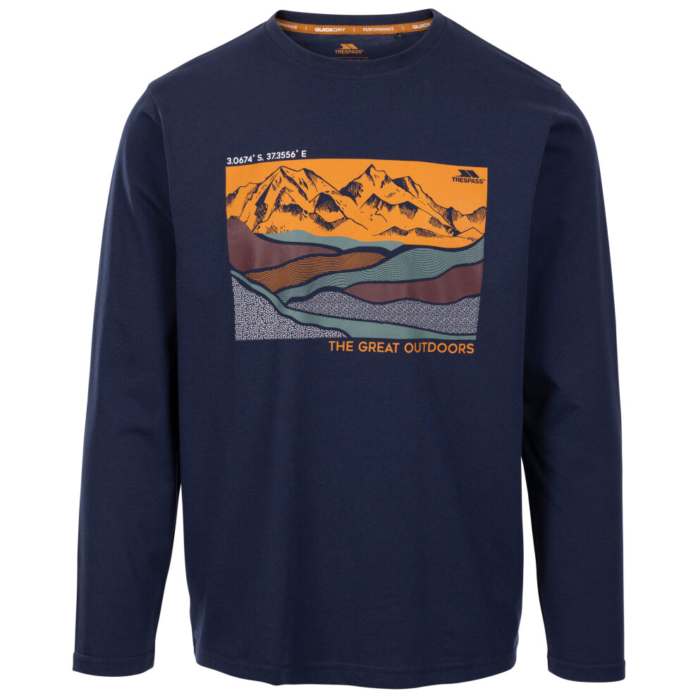 (M, Navy) Trespass Mens Top Quick Dry Long Sleeve Flinder