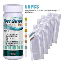 50pcs Hot Tub Dip Test Strips, 6IN1 Pool Dip Test Sticks, Accurate Dip Test Strips for Chlorine PH Alkalinity, 50 Pcs Dip Tests for Pool Hot Tub SPA