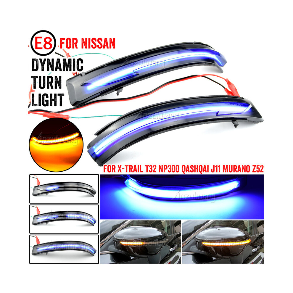 ( And ) Led Dynamic Turn Signal Rear Mirror Indicator For Nissan X-Trail T32 Qashqai J11 Murano Z52 Navara Blue/Yellow/Light
