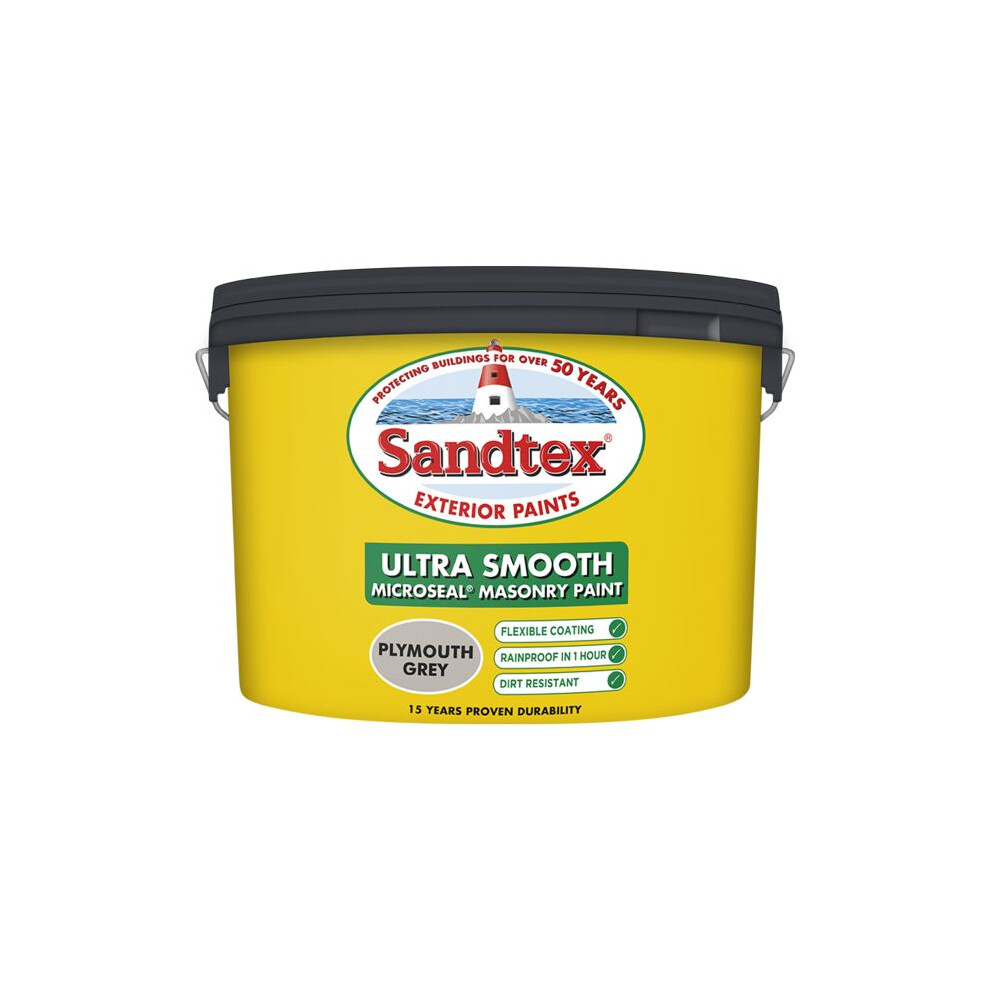 Sandtex - Smooth Masonry Paint 10L - Plymouth Grey