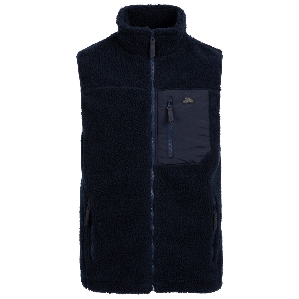 (L, Navy) Trespass Mens Fleece Gilet Bodywarmer Buckless