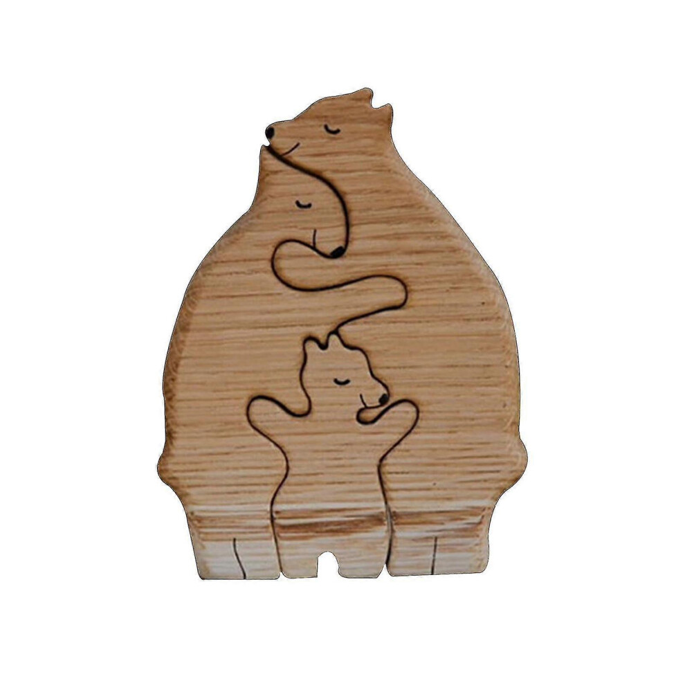 (The Bear) Cute Animal Family Mother's Day Gift Wooden Statue Desktop Ornament Home Office Decoration-image-OPC-PGJGB8Y-NEW