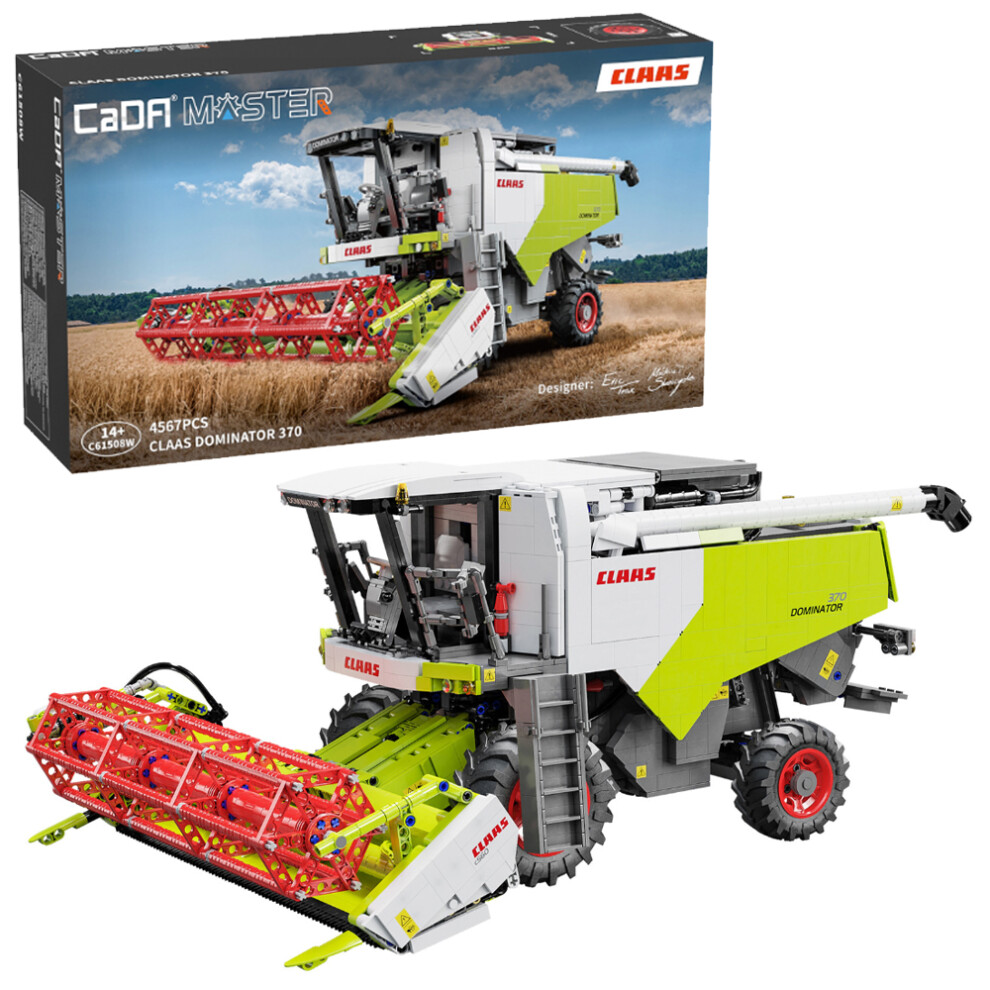 Cada C61508w Official Claas Dominator 370 1:17 Rc Brick Model – 4567 Pcs, Dual Control, Bluetooth App Control
