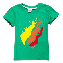(11-12 Years,Green)New 7-14 Kids/teens Boys Girls Prestonplayz Flame Print Short Sleeve Casual Tops