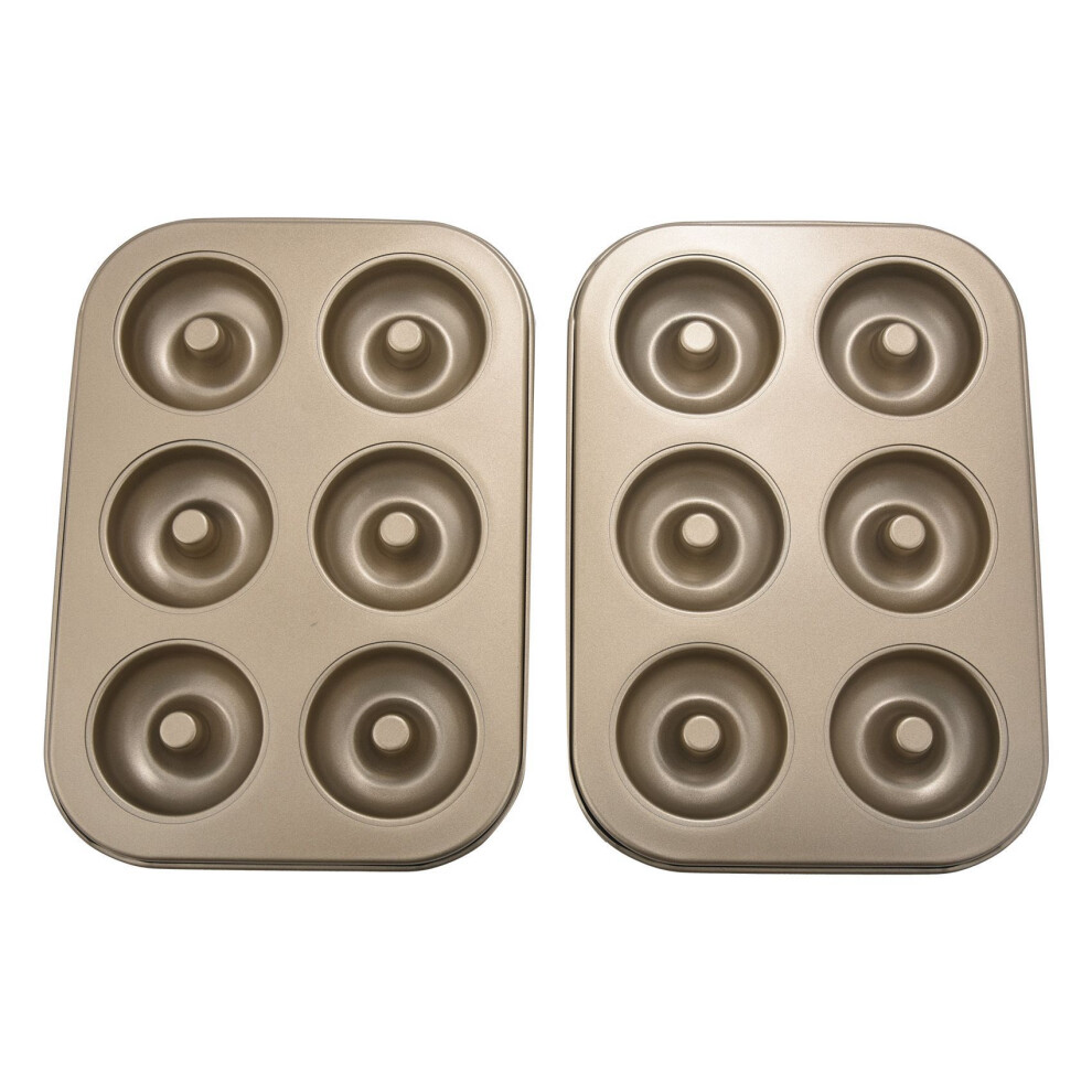 Melitt Madeleine Pan,Non-Stick Donut Pan, 2 Pieces Baking Tray, Carbon Steel Mold, Dish Bag Mould 6 Doughnuts