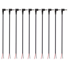 (10 Pack) Replacement 3.5mm x 1.35mm 90 Degree Right Angle DC Power Male Plug Jack to Bare Wire Open End Pigtail