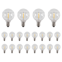 20 Pcs G40 LED Replacement Light Bulbs E12 Screw Base Shatterproof Globe for Solar String Lights Warm
