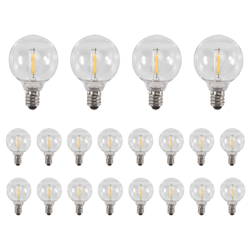 20 Pcs G40 LED Replacement Light Bulbs E12 Screw Base Shatterproof Globe for Solar String Lights Warm