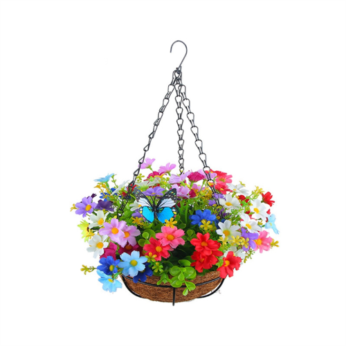 Artificial Hanging Flowers in Basket for Patio Lawn Garden Decor, for the Decoration of Outdoors and Indoors