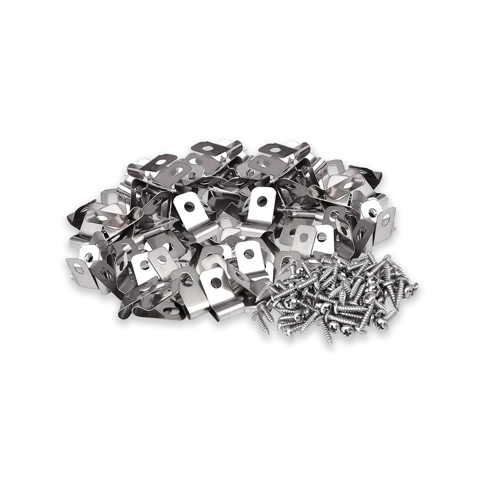 Fence Wire Clips Agricultural Fencing Mounting Clips, Stainless Steel Screw Clamps With Screws (100Pcs) 4854020343014