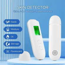 Skin Moisture Tester: Portable LCD Meter for Moisture, Oil & Elasticity with Fluorescent Agent Detection