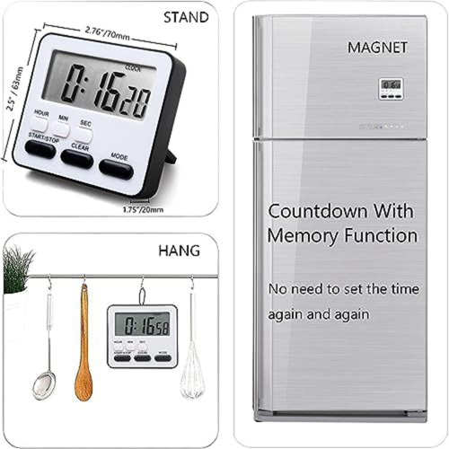 Kitchen Timer Count Down Up,Multifunctional Alarm Clock,Desk Clock,Black 2