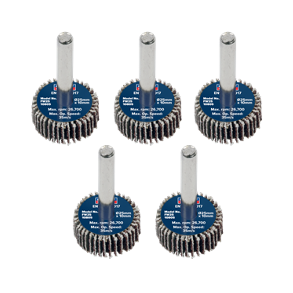 Flap Wheel 25 x 10mm 6mm Shaft 80Grit - Pack of 5 - FW2510805