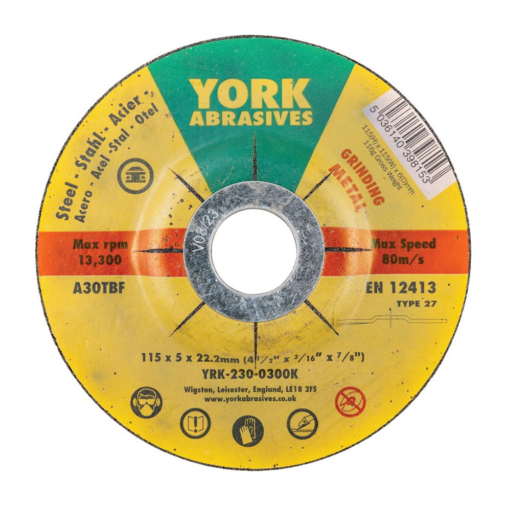 115X5X22.23MM A30RBF DPC Grinding Disc, Type 27