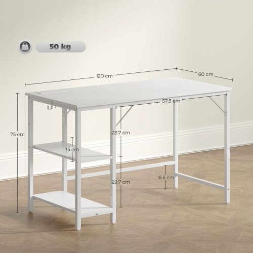 Homcom HOMCOM 120 x 60 cm Home Office Desk Reversible Study Table for Bedroom White 1