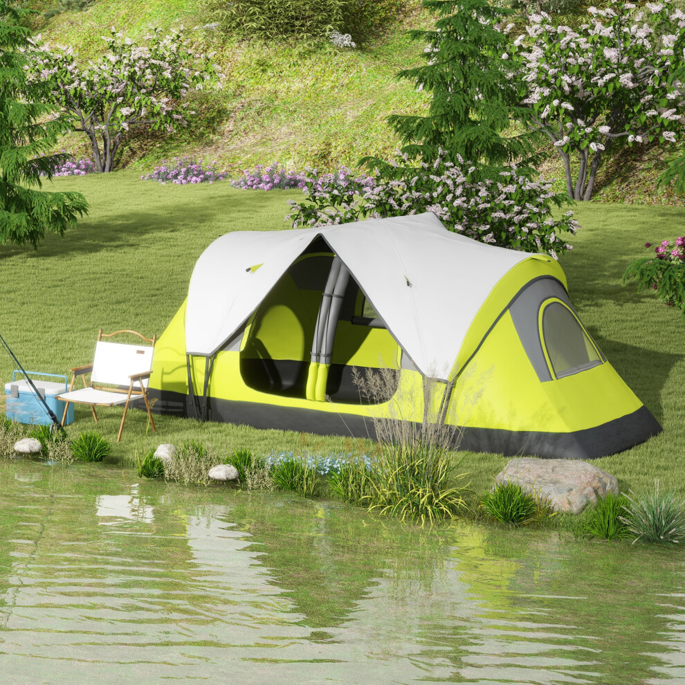 Outsunny (Yellow) 2 Room Camping Tent With Waterproof Rainfly & Screen Panels Yellow