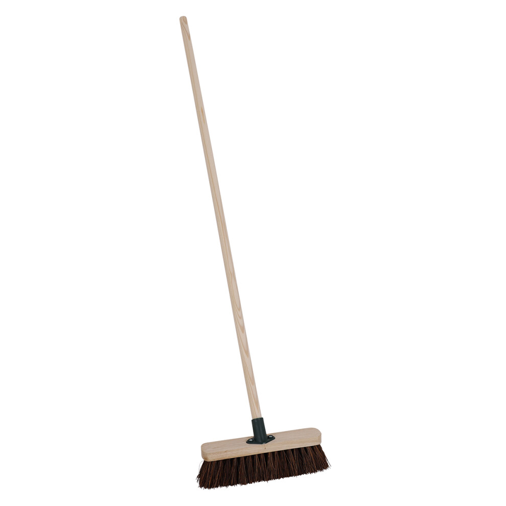 CHARLES BENTLEY Outdoor Broom, Bassine Broom, Natural Bassine, Fibre Bristles, 4ft Handle, Outdoor Brush, Garden, Patio, Decking, Durable, Practical,