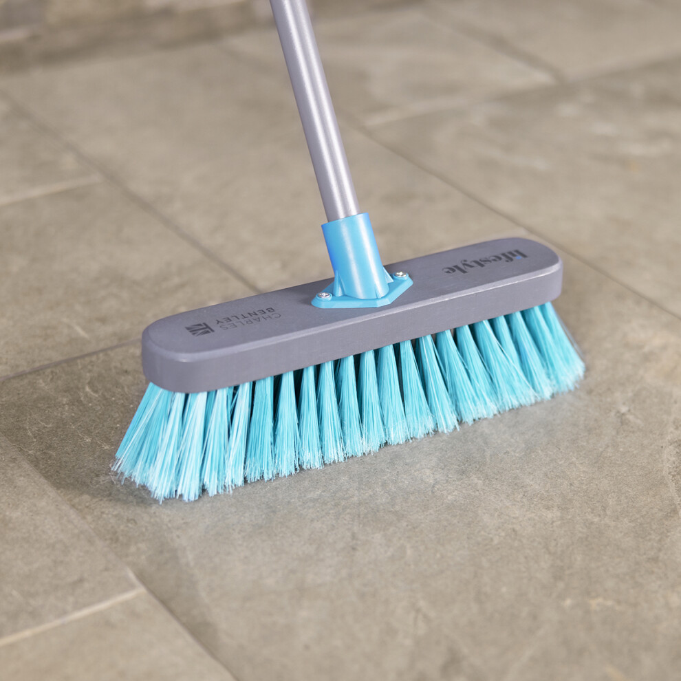 LIFESTYLE 12" Soft Synthetic Indoor Wooden Broom, FSC Certified, Outdoor Use, Soft Synthetic Bristles, Metal Handle, Ideal for Delicate Surfaces, 4ft