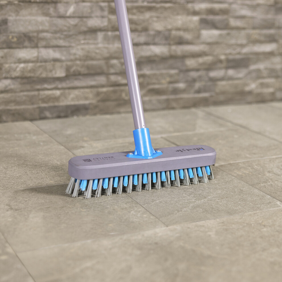 LIFESTYLE 12" Castle Fill Deck Scrub, FSC Certified, Wooden Handle, Outdoor Cleaning Brush, Decking, Patio, Durable Bristles, Effective Scrubbing, 4ft